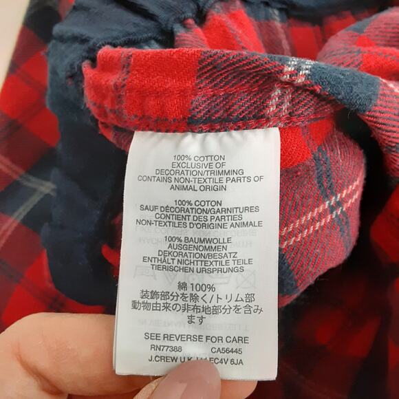 J Crew Flannel Pajamas Cotton Red Tartan Plaid Long Sleeve PJs Adult M Christmas - Picture 8 of 16